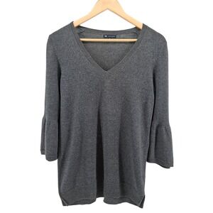 Gap Cashmere Blend Gray Knit Sweater Bell Sleeve Pullover Minimalist Soft Grunge